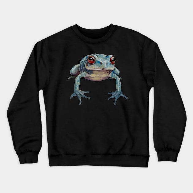 Blue Tropical Frog, Love Frogs Crewneck Sweatshirt by dukito